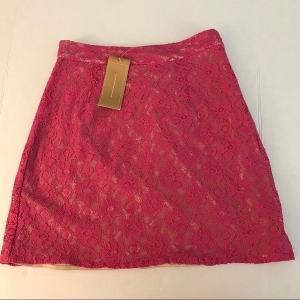 FRANCESCAS ANNABELLA Pink Lace Mini Skirt Small